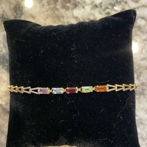 14 Kt gold multi gemstone bracelet